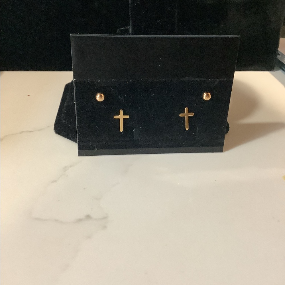 Gold Cross Stud Earrings